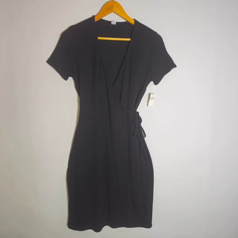 Old Navy Wrap Dress Womens XS Black Rayon Side Tie Waist Party Cocktail V Neck